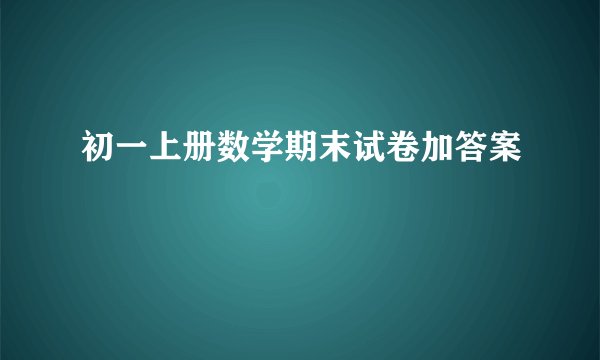 初一上册数学期末试卷加答案