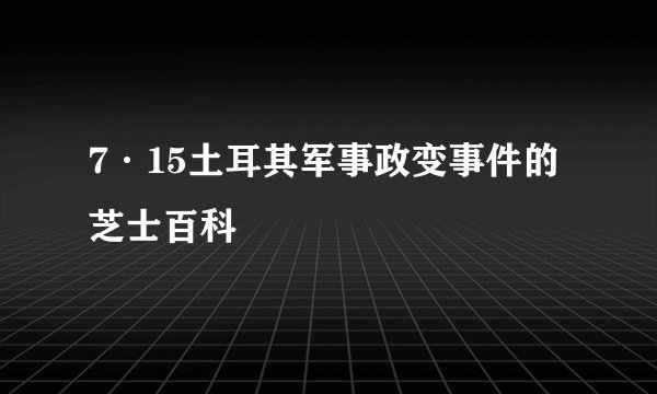 7·15土耳其军事政变事件的芝士百科