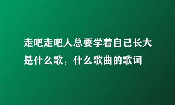 走吧走吧人总要学着自己长大是什么歌，什么歌曲的歌词