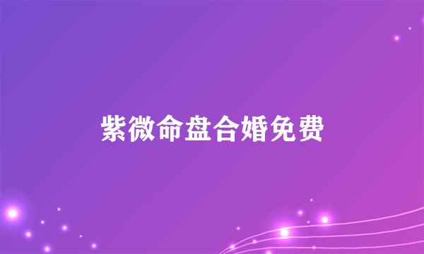 紫微命盘合婚免费