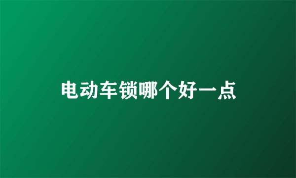 电动车锁哪个好一点