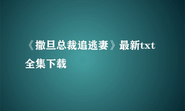 《撒旦总裁追逃妻》最新txt全集下载