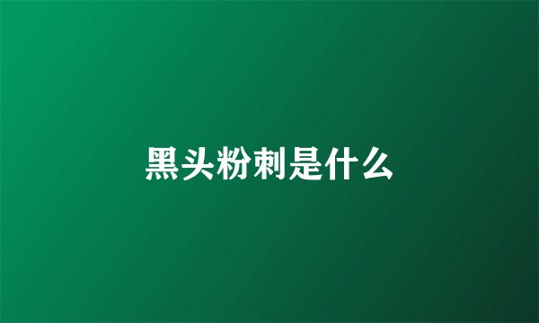 黑头粉刺是什么