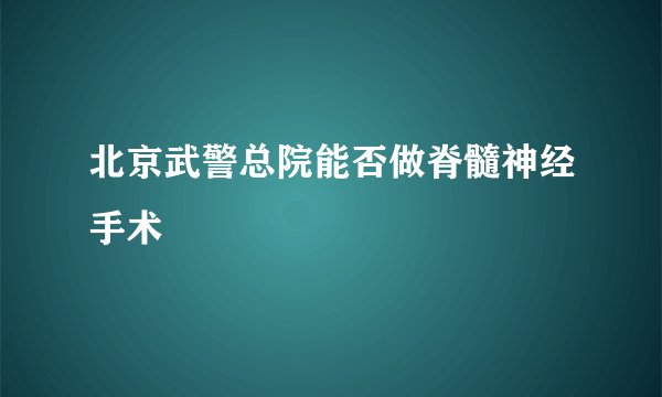 北京武警总院能否做脊髓神经手术