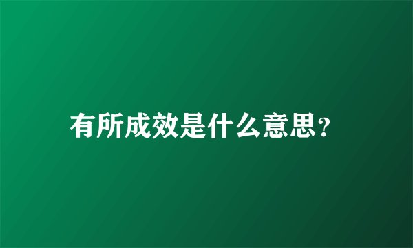 有所成效是什么意思？