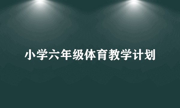 小学六年级体育教学计划