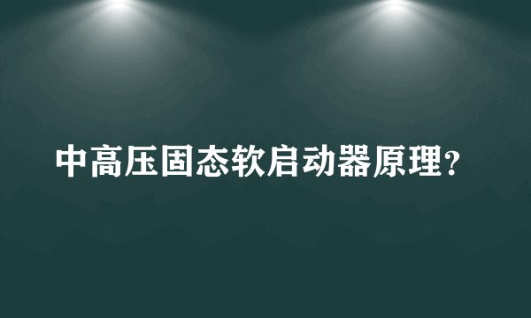 中高压固态软启动器原理？