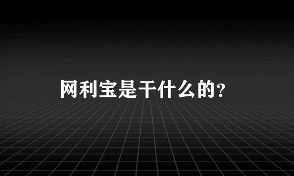 网利宝是干什么的？