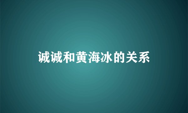 诚诚和黄海冰的关系