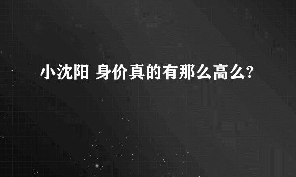 小沈阳 身价真的有那么高么?