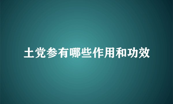 土党参有哪些作用和功效