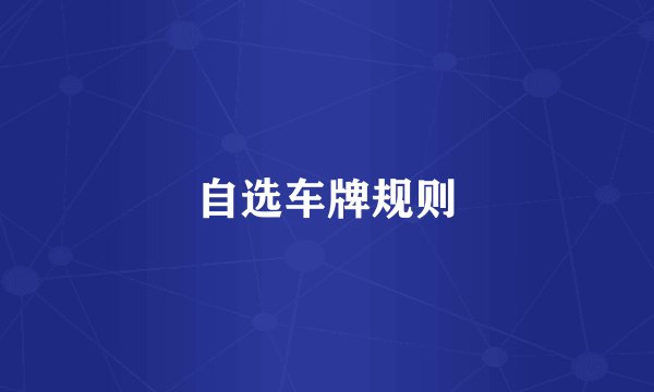 自选车牌规则