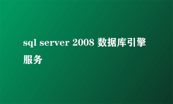 sql server 2008 数据库引擎服务