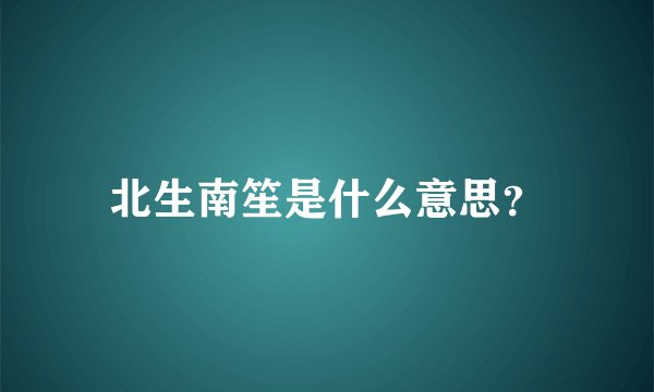北生南笙是什么意思？