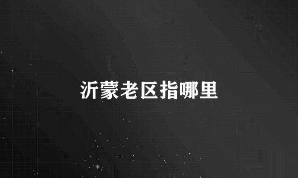 沂蒙老区指哪里