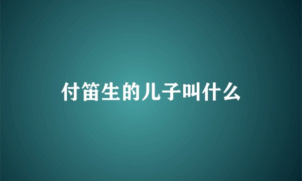 付笛生的儿子叫什么