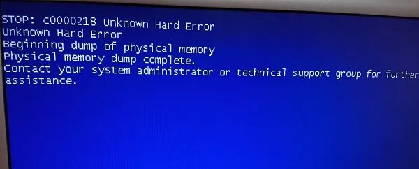 unknown hard error是什么意思Win10