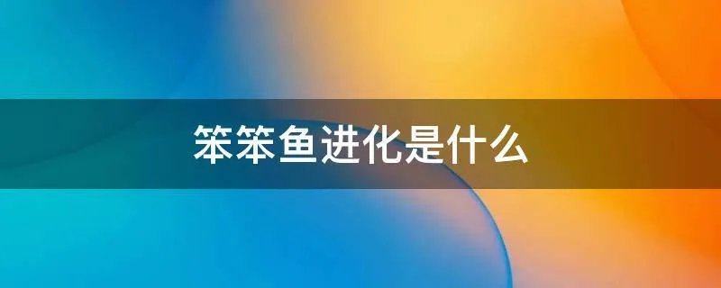 笨笨鱼进化是什么