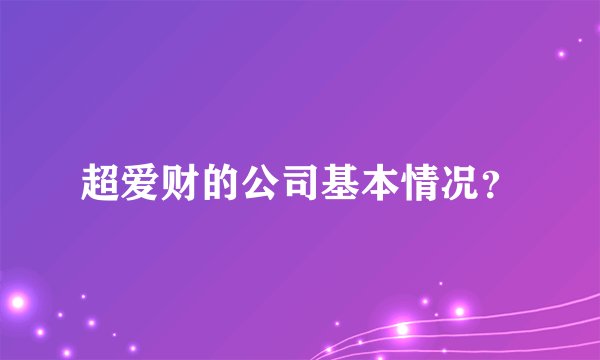 超爱财的公司基本情况？