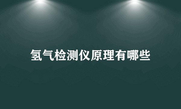 氢气检测仪原理有哪些
