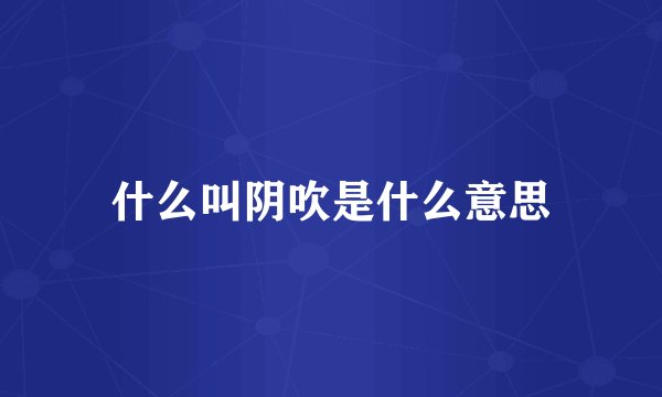 什么叫阴吹是什么意思