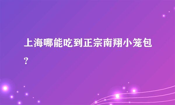 上海哪能吃到正宗南翔小笼包？