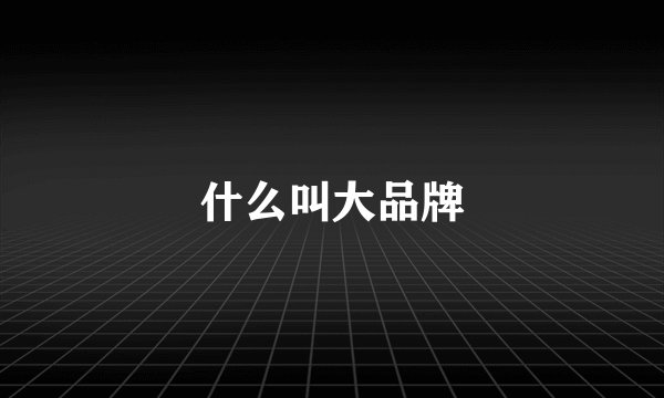 什么叫大品牌