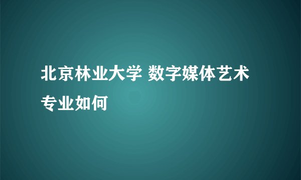 北京林业大学 数字媒体艺术 专业如何