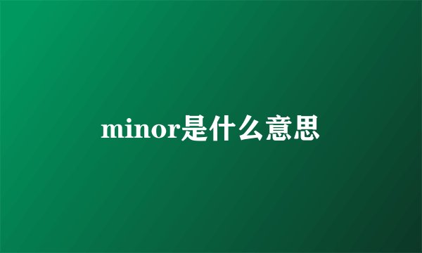 minor是什么意思