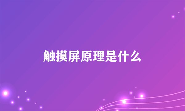 触摸屏原理是什么