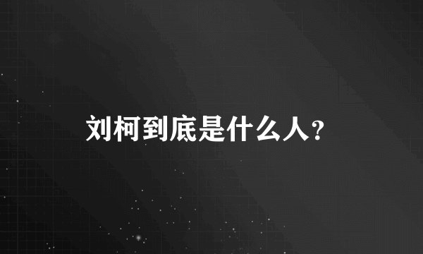 刘柯到底是什么人？