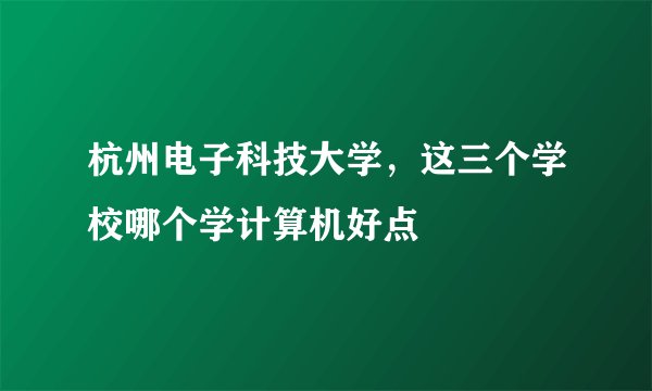 杭州电子科技大学，这三个学校哪个学计算机好点
