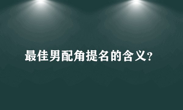 最佳男配角提名的含义？