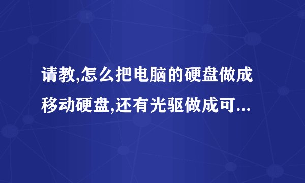 请教,怎么把电脑的硬盘做成移动硬盘,还有光驱做成可移动光驱!谢!