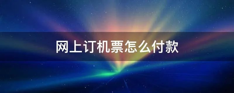 网上订机票怎么付款