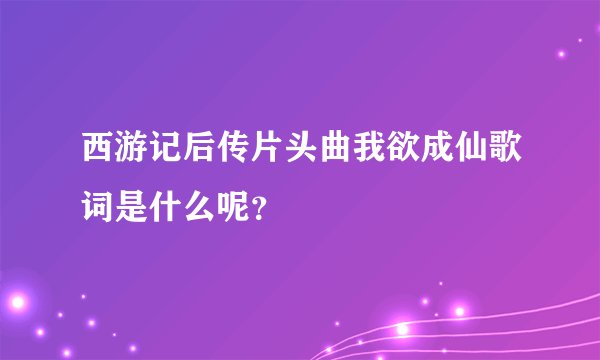 西游记后传片头曲我欲成仙歌词是什么呢？