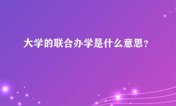 大学的联合办学是什么意思？