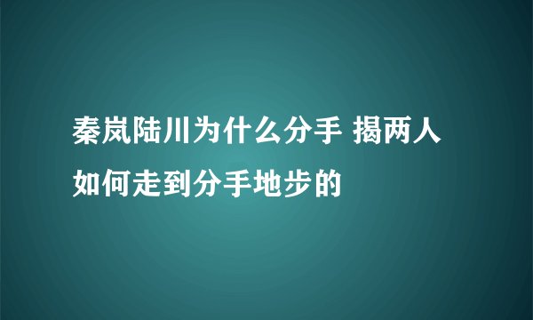 秦岚陆川为什么分手 揭两人如何走到分手地步的
