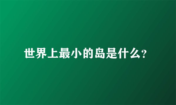 世界上最小的岛是什么？