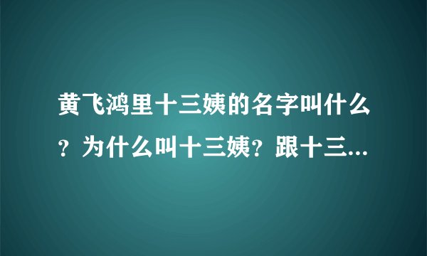 黄飞鸿里十三姨的名字叫什么?为什么叫十三姨?跟十三叔有什么关系?
