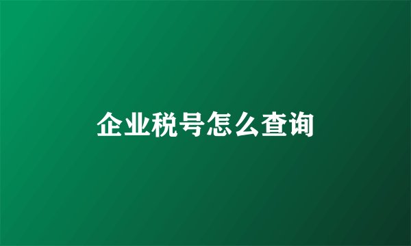 企业税号怎么查询