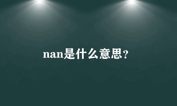 nan是什么意思?