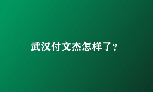 武汉付文杰怎样了？