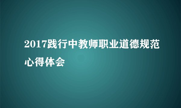 2017践行中教师职业道德规范心得体会