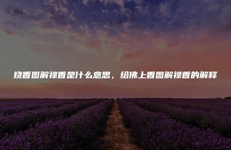 烧香图解禄香是什么意思,给佛上香图解禄香的解释