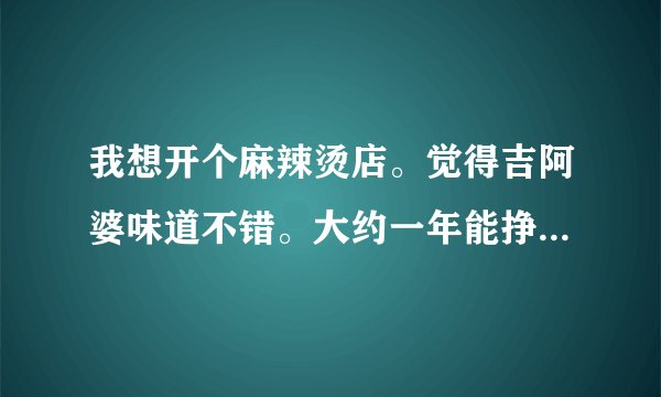 我想开个麻辣烫店。觉得吉阿婆味道不错。大约一年能挣多少钱呢?