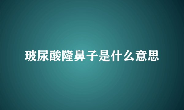 玻尿酸隆鼻子是什么意思