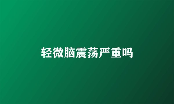 轻微脑震荡严重吗