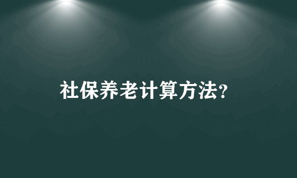社保养老计算方法?