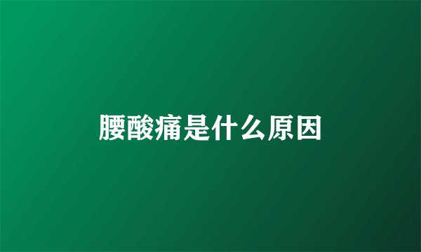 腰酸痛是什么原因